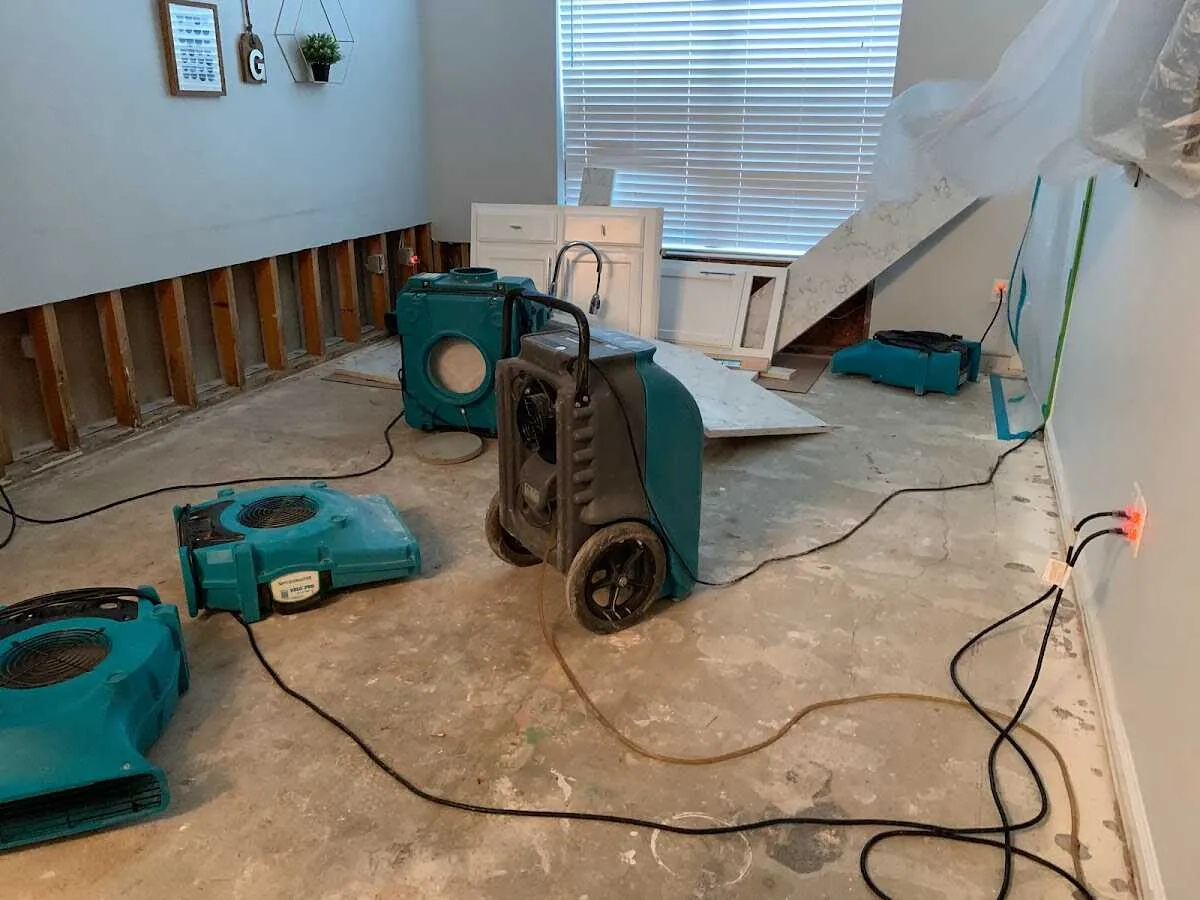 Dehumidifier in flood-cut room for Water Damage Restoration in Napa